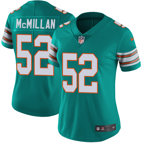 Nike Dolphins #52 Raekwon McMillan Aqua Green Alternate Women's Stitched NFL Vapor Untouchable Limited Jersey - Click Image to Close